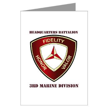 HB3MD - A01 - 01 - Headquarters Bn - 3rd MARDIV with Text - Greeting Cards (Pk of 20)
